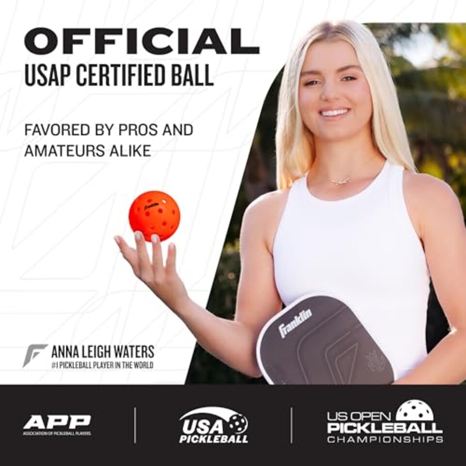 image 1 of Franklin Sports Outdoor Pickleballs - X-40 Pickleball Balls - USA Pickleball (Usapa) Approved - 3 Pack Outside Pickleballs - Ember - Us Open Ball