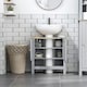 image 6 of kleankin Bathroom Under Sink Cabinet with Adjustable Shelf, White, Grey Grey | Grey