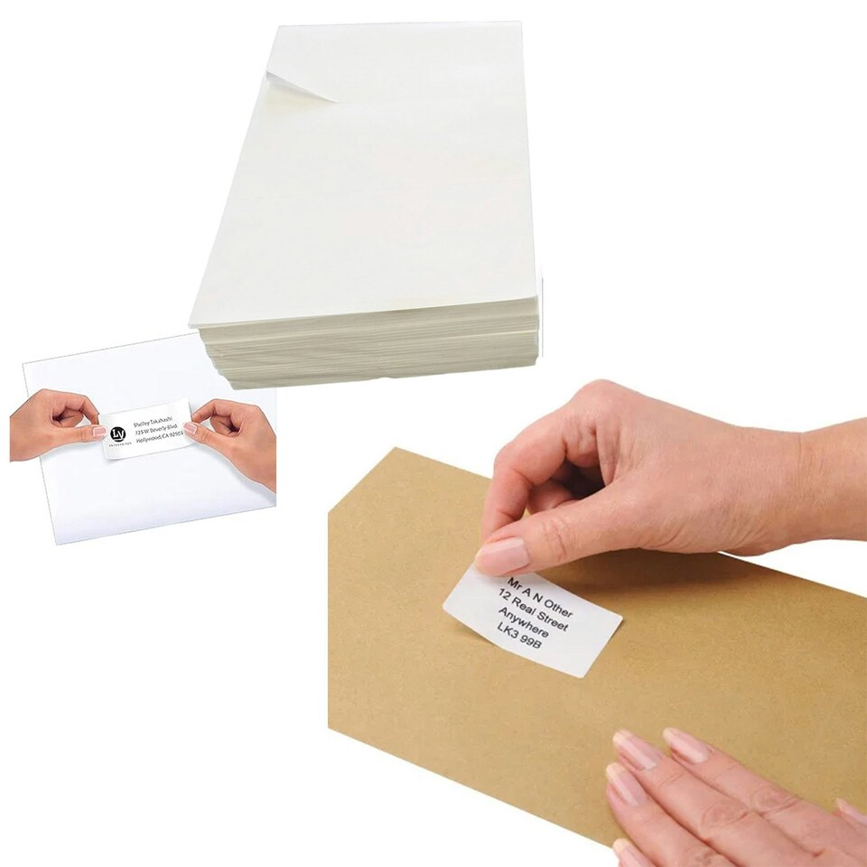 image 1 of 100 Sheets of A4 Plain White Self Adhesive Blank Address Shipping Labels (16 Address Labels Per Sheet) White
