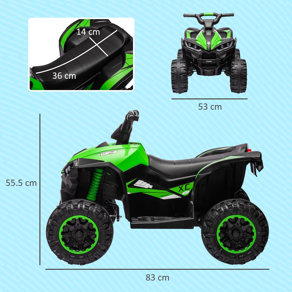 image 1 of HOMCOM 12V Electric Quad Bike for Kids, Ride-On Car ATV, Green