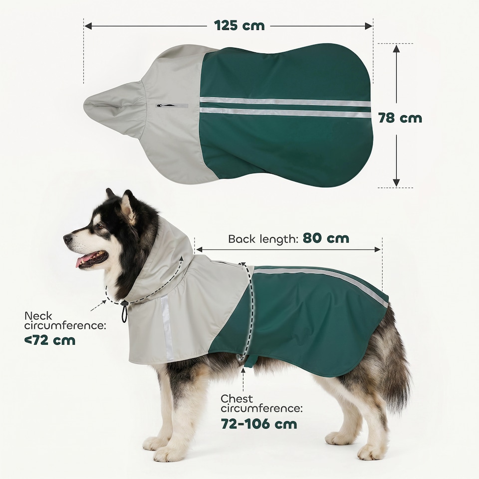 image 1 of PawHut Dog Raincoat with Hood, Dog Rain Jacket, for Extra Large Dogs, XL
