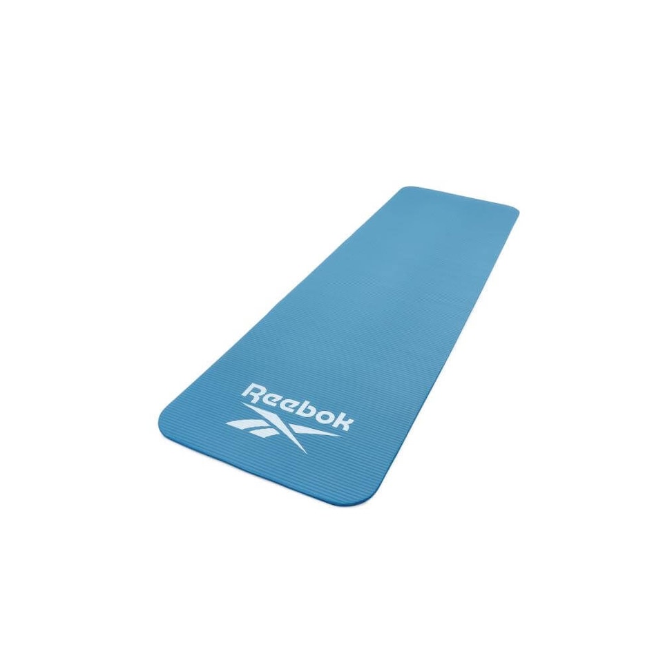 image 1 of Reebok 10mm NBR Training Mat with Carry Strap, Ridged Non-Slip Surface, 183 x 61 cm. | Black | Black | 183cm (L) x 61cm (W) x 1cm (H)