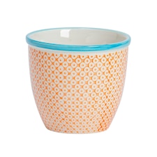 Nicola Spring Hand-Printed Plant Pot - 14cm - Orange Orange