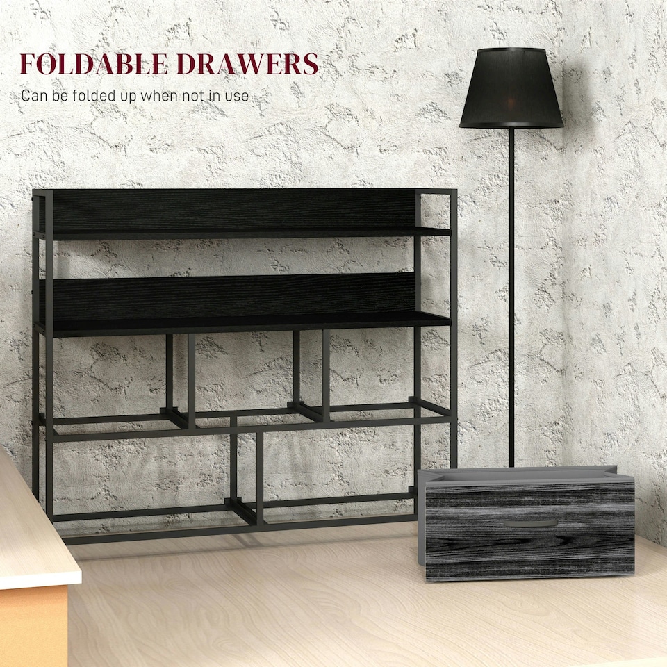 image 1 of HOMCOM Bedroom Chest of Drawers 5 Drawer Dresser w/ Shelves, Black Black