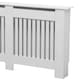 image 4 of Large White Wooden Slatted Grill Radiator Cover MDF Cabinet