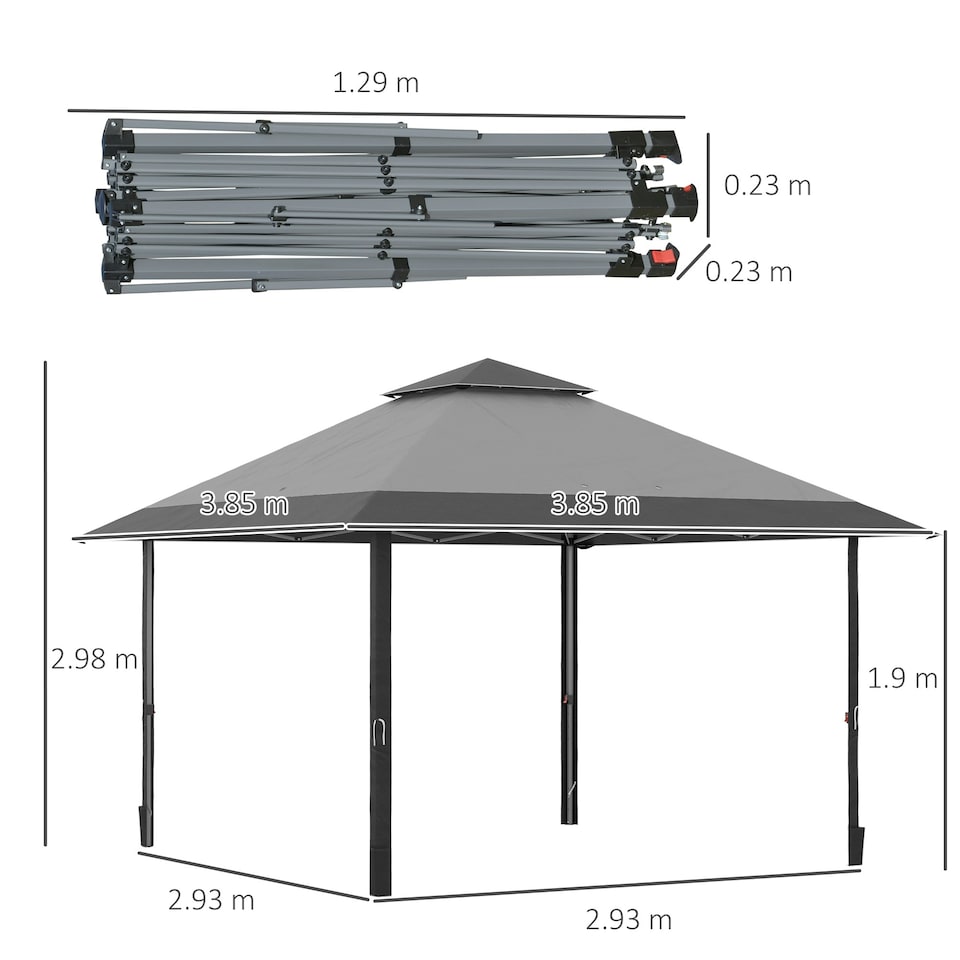 image 1 of Outsunny 4m x 4m Outdoor Pop-Up Canopy Gazebo Adjustable Legs Bag