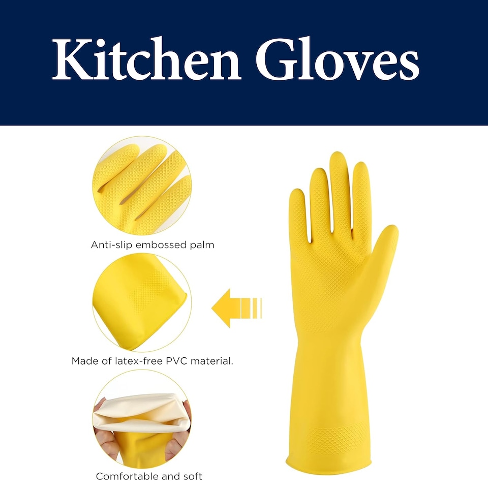 image 1 of Marigold Kitchen Gloves Large Reusable Cleaning Gloves 1 Pair Pack of 3