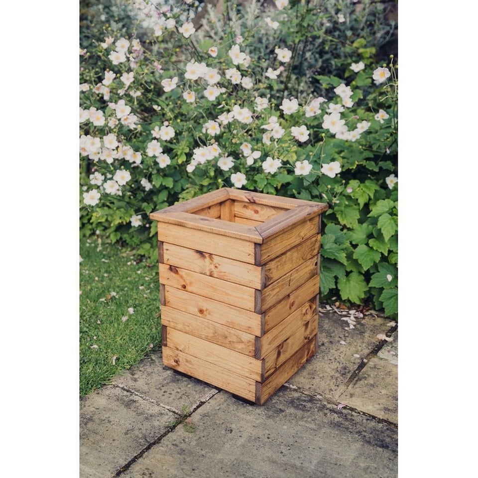 image 1 of Multi Pack of 3 - Valley Tall Square Planter - Timber - L39 x W39 x H52 cm - Garden Trough - Fully Assembled | Brown