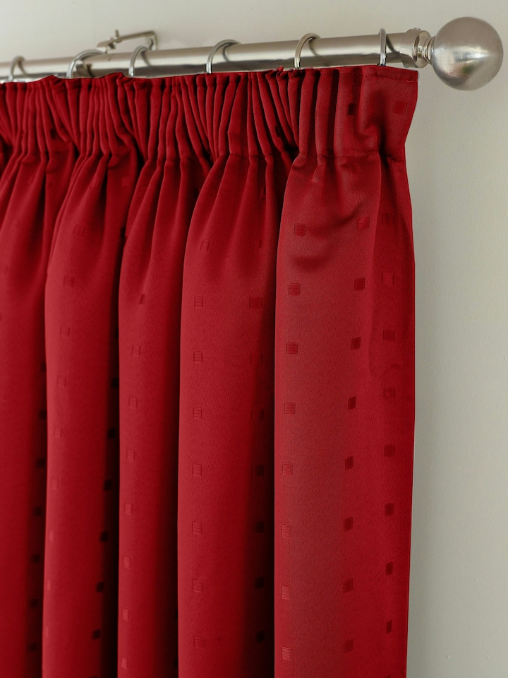 image 1 of Adison Lined Pencil Pleat Taped Curtains - 168cm x 229cm - Red