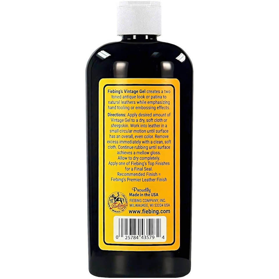 image 1 of Fiebing's Vintage Gel - Instant Antique Leather Finish Polish 8oz | Black | Black
