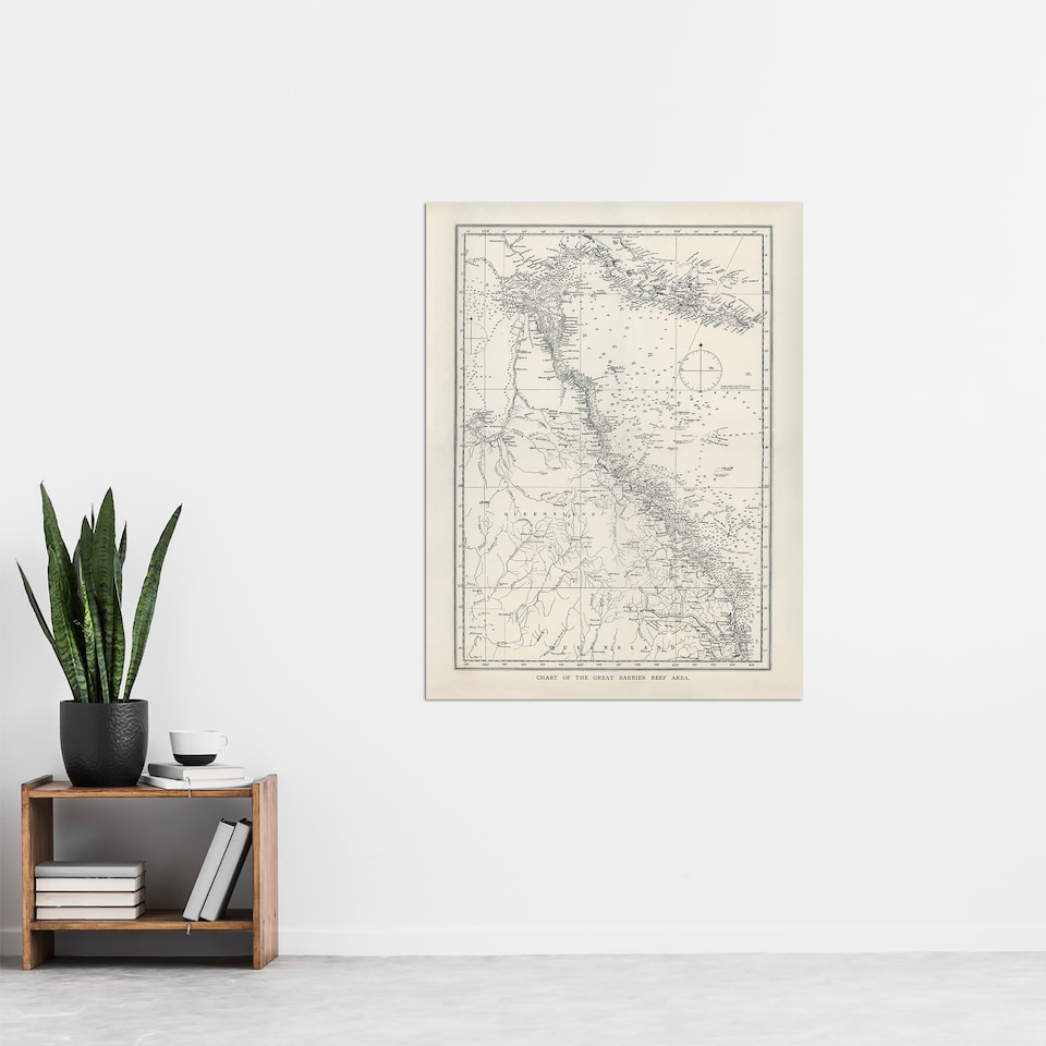 image 1 of Great Barrier Reef Area Chart Map Kent Huge Wall Art Poster Print 24X32"