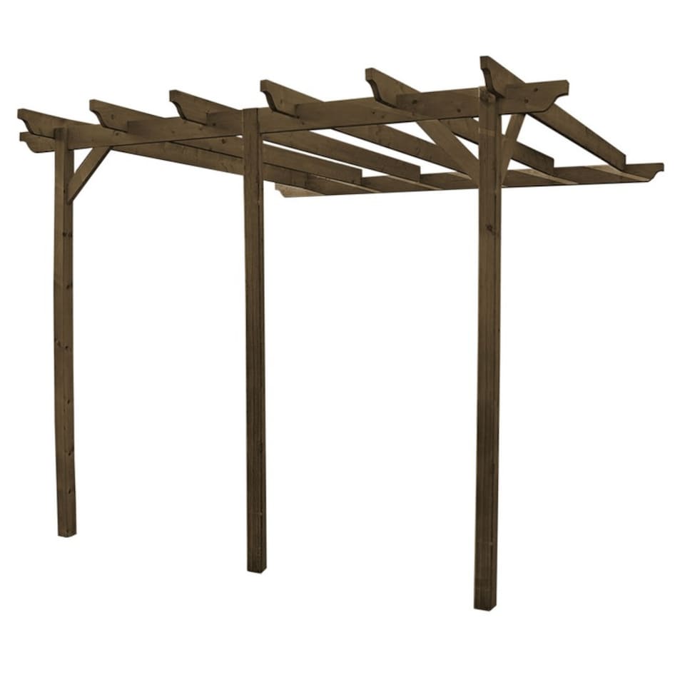 image 1 of Wall Mounted Garden Pergola 3 Posts - Wood - L360 x W720 x H270 cm - Light Green