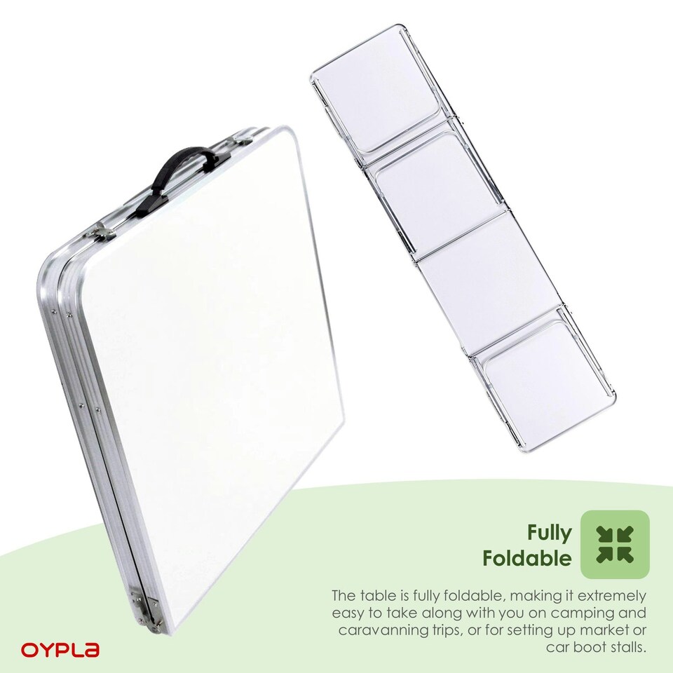 image 1 of Oypla 8ft Folding Outdoor Camping Kitchen Extending Work Top Table White