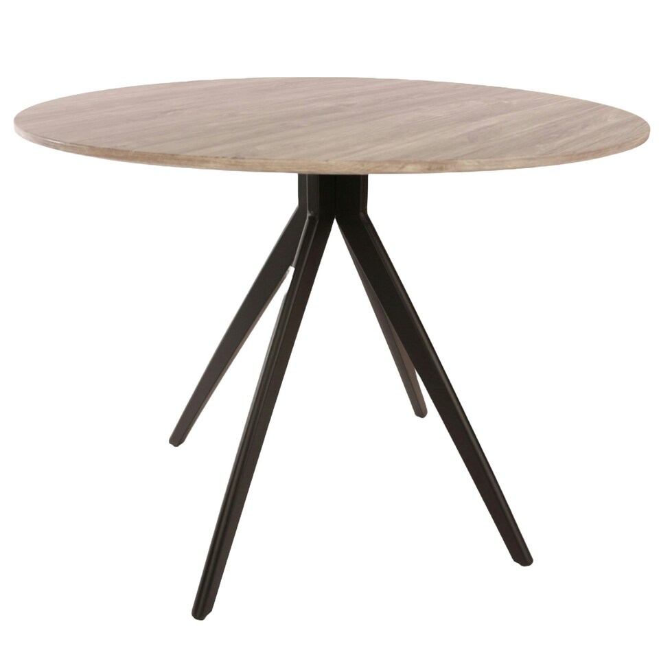 image 1 of Core Products Aspen Grey Oak Effect Dining Table - Black Pedestal Leg Frame, H75.0cm x W100.0cm x D100.0cm Grey
