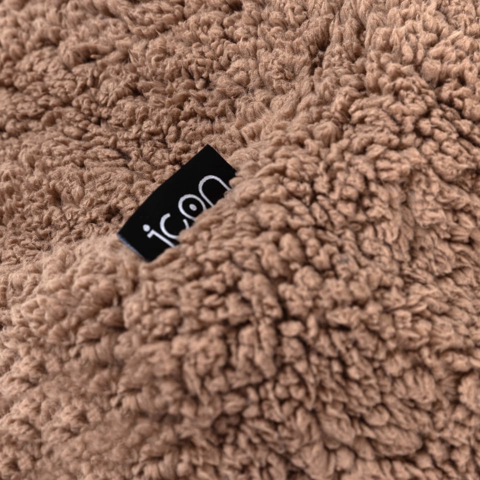 image 1 of Icon Kids Natalia Teddy Berber Fleece Armchair Bean Bag, Mocha Brown