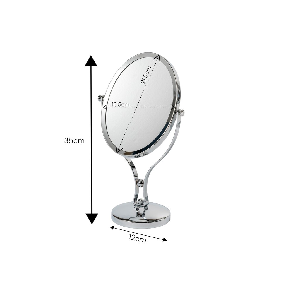 image 1 of Showerdrape Triton 5x Magnifying Chrome Oval Makeup Vanity Mirror | Silver | 1