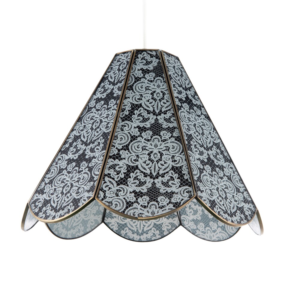 image 1 of Classic Traditional White Floral Glass Pendant Ceiling Lighting Shade