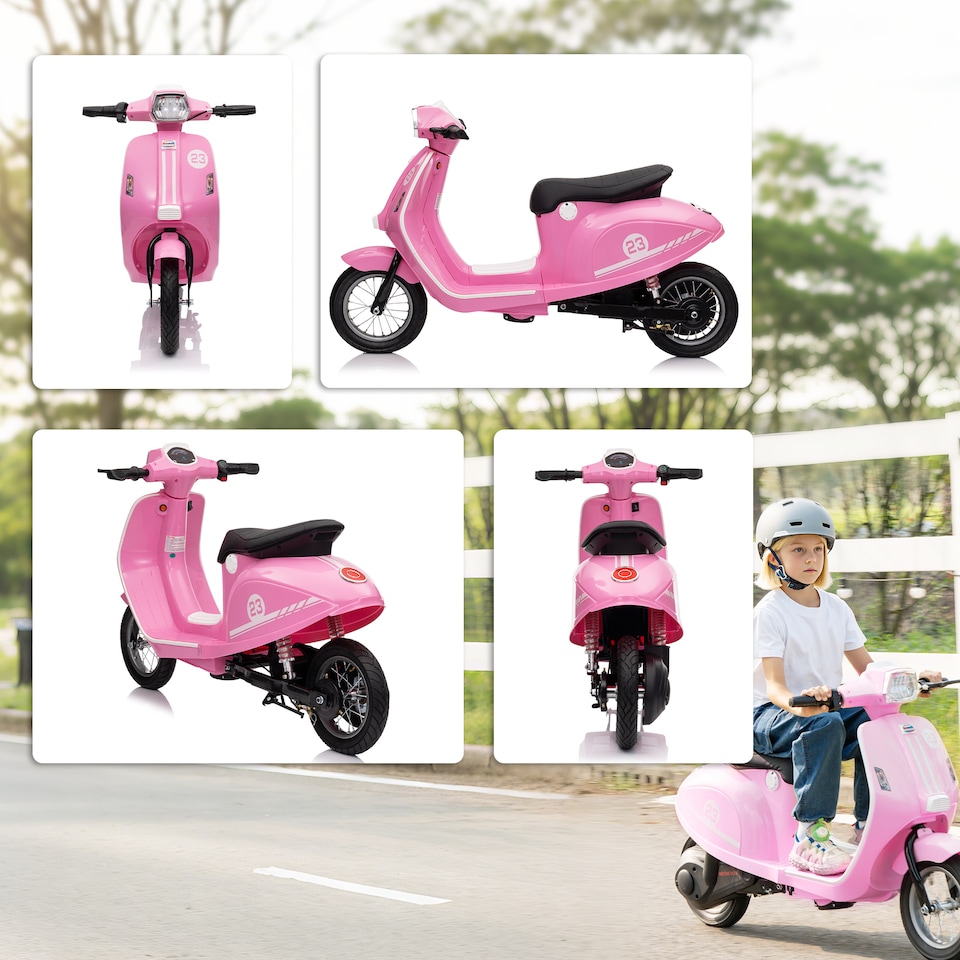 image 1 of AIYAPLAY Kids Electric Motorbike, 24V Battery Powered Ride on Motorcycle with Manual Throttle, Brakes and LED Lights for Ages 8-12 Years Old Boys and Girls | Pink