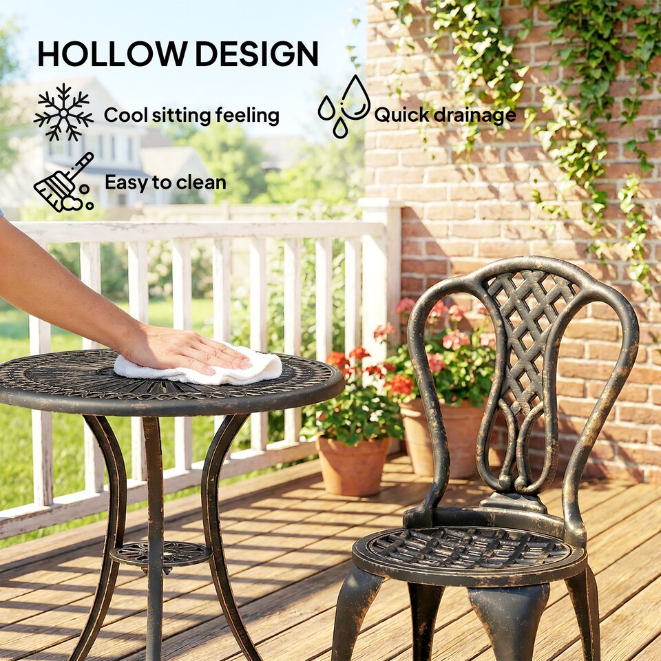 image 1 of Outsunny Garden Bistro Set Outdoor Table Chairs Aluminium Patio Lawn Furniture
