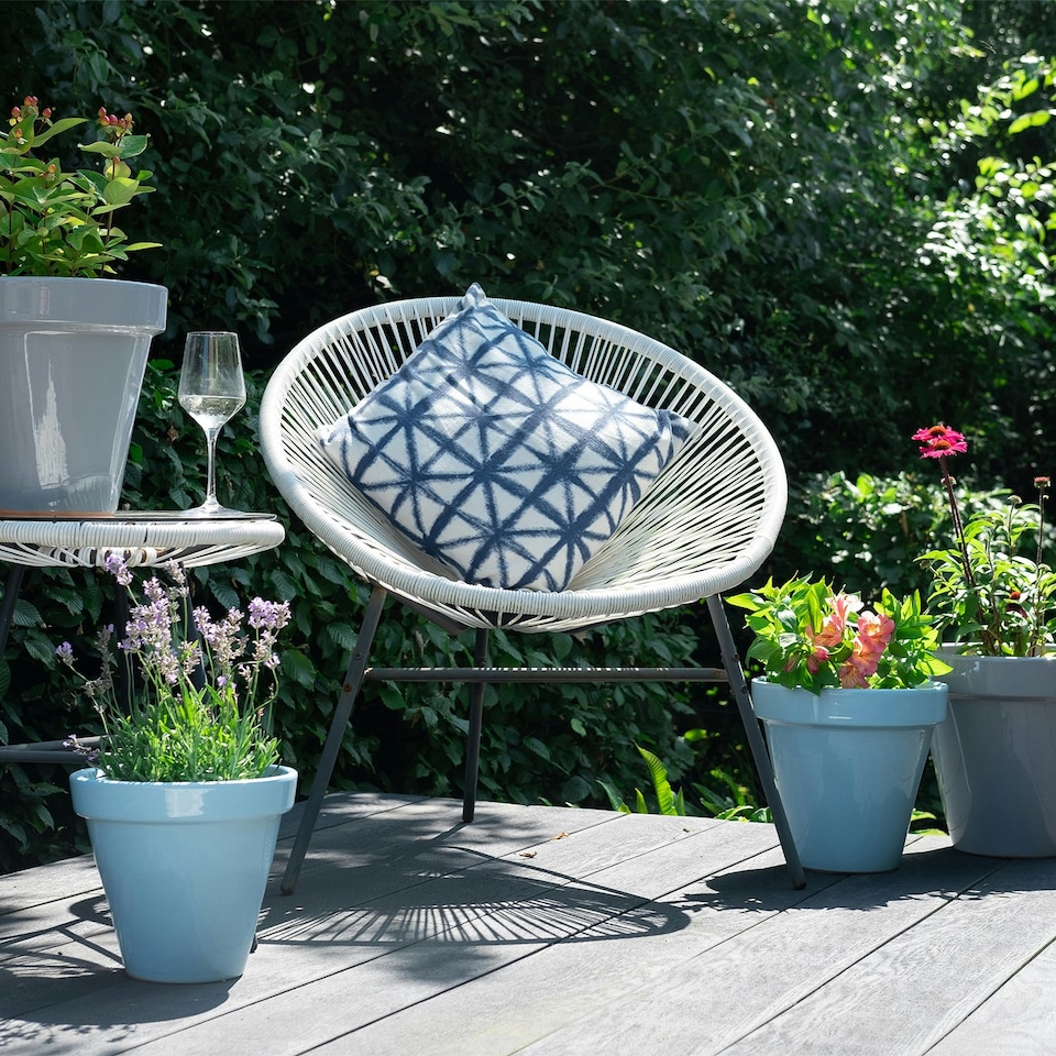 image 1 of Verano Spanish Ceramics Pastel Set of 2 Hanging Plant Pots - 21.5cm Grey Grey