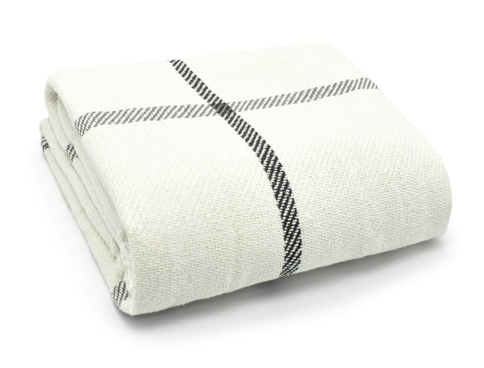 image 1 of Velosso Check Cotton Tassel Throw - 127cm x 152cm | Cream