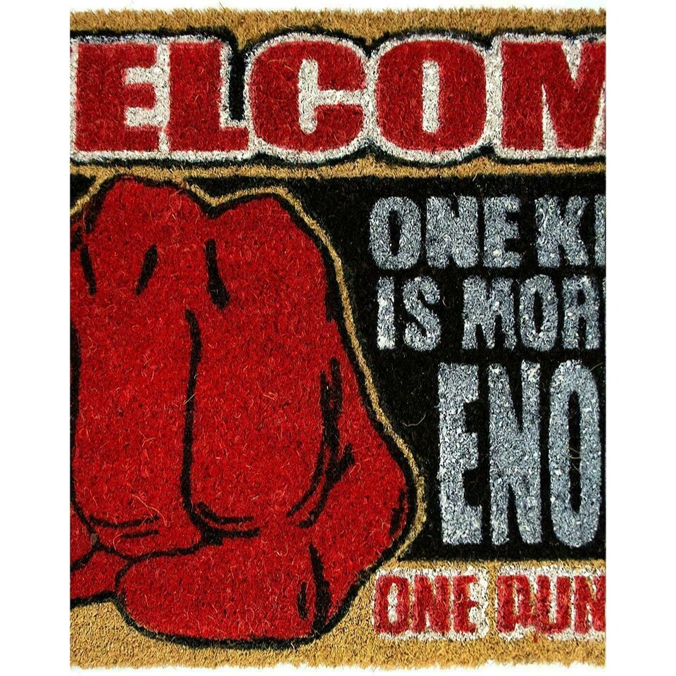 image 1 of One Punch Man One Knock Is More Than Enough! Welcome Saitama Door Mat - Red/Black - One Size