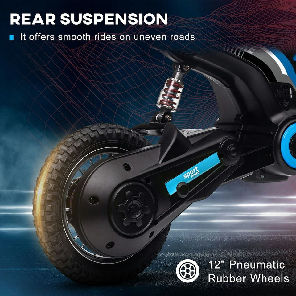 image 1 of HOMCOM 24V Kids Electric Motorbike with Twist Grip Throttle, Music, Horn - Blue