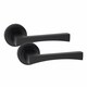 image 2 of Golden Grace Wave Handles Set on Round Rose in Matt Black Finish with 64mm 3 Lever Mortise Lock, 3" Ball Bearing Hinges and Key Hole Black