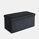 image 3 of OHS Matte Velvet Soft Long Rectangle Foldable Footstool Seat Storage Organiser Ottoman Black