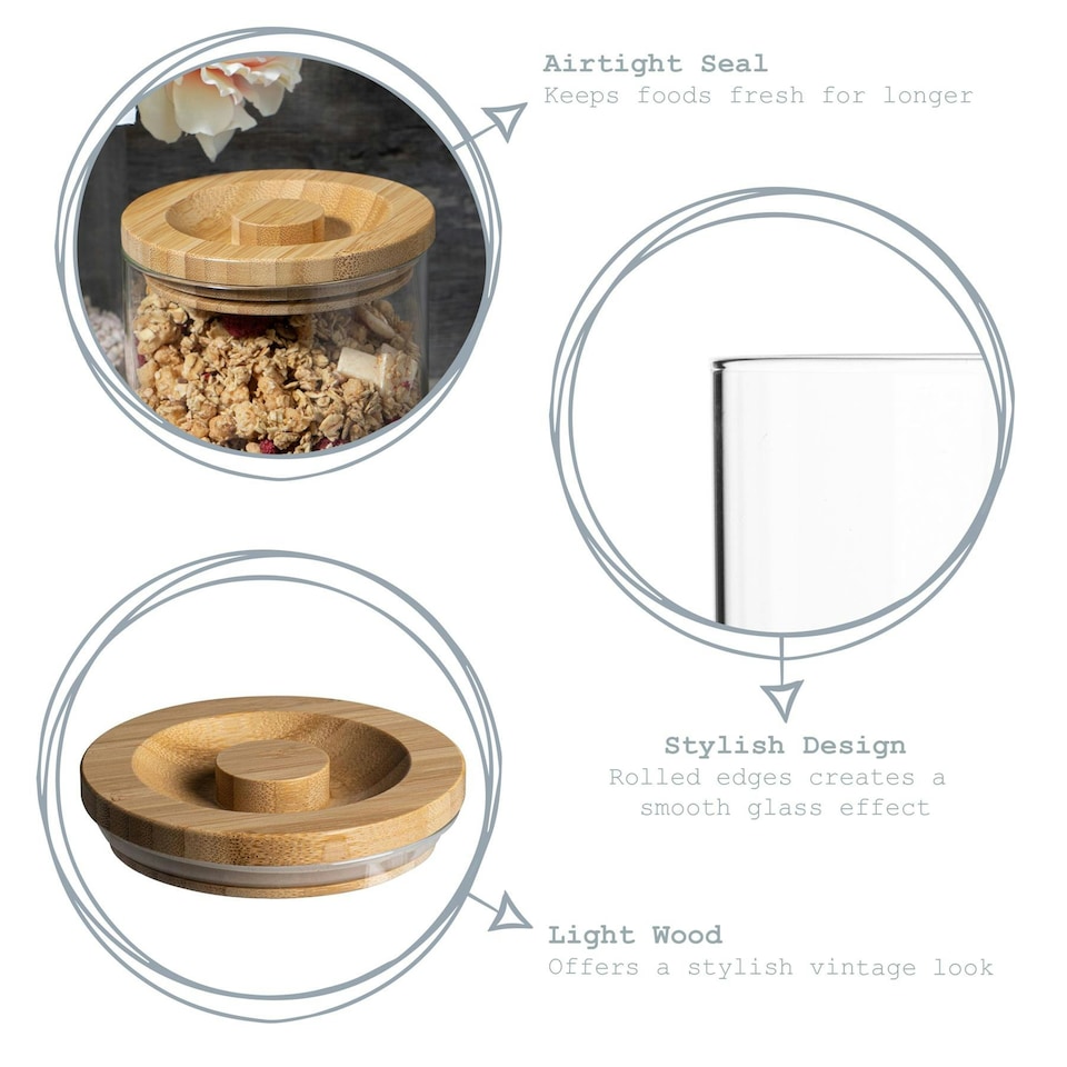 image 1 of Argon Tableware Scandi Storage Jar with Wooden Lid - 550ml