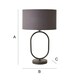 image 6 of ValueLights Antonia Charcoal Fabric Drum Lamp Shade Matte Black Oval Table Lamp | Black
