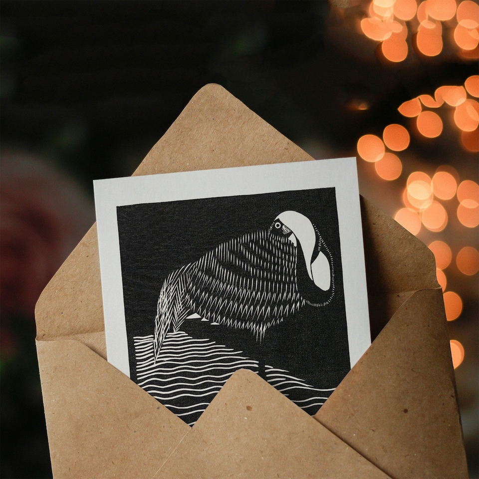 image 1 of Samuel J De Mesquita Art Card Stylised White Necked Crane