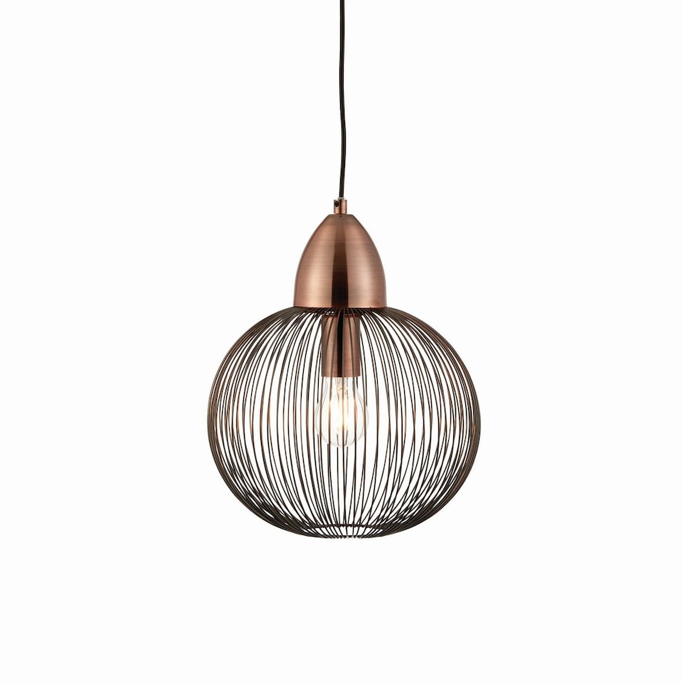 Nicola Globe 1 Light Ceiling Wire Pendant Antique Copper, E27