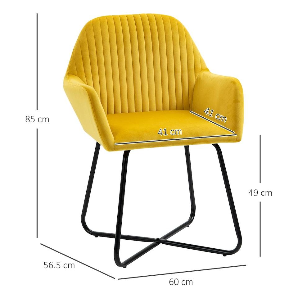 image 1 of HOMCOM Modern Accent Chair Velvet-Feel Upholstered Lounge Armchair Yellow