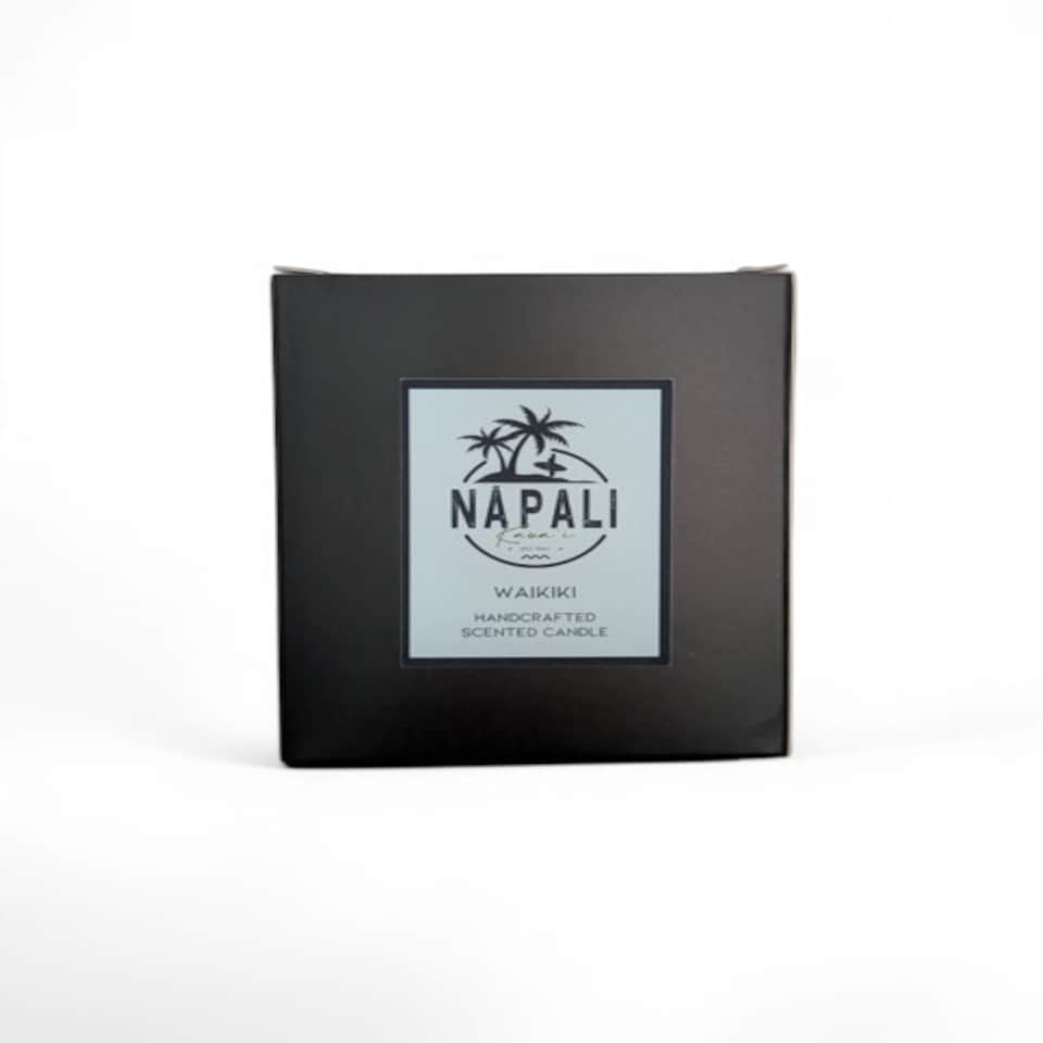 image 1 of NĀ PALI Handcrafted Hawaiian Candle | Crackling Wick | WAIKIKI | Tropical Scent White | One Size