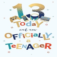 Words 'n' Wishes Age 13 Birthday Card for a Boy, Boys Birthday Card 13th Birthday, Multi-Coloured
