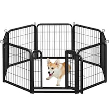 Yaheetech 8-Panel Metal Dog Playpen, 60 × 60 cm Black