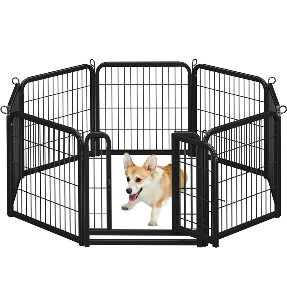 image 1 of Yaheetech 8-Panel Metal Dog Playpen, 60 × 60 cm Black