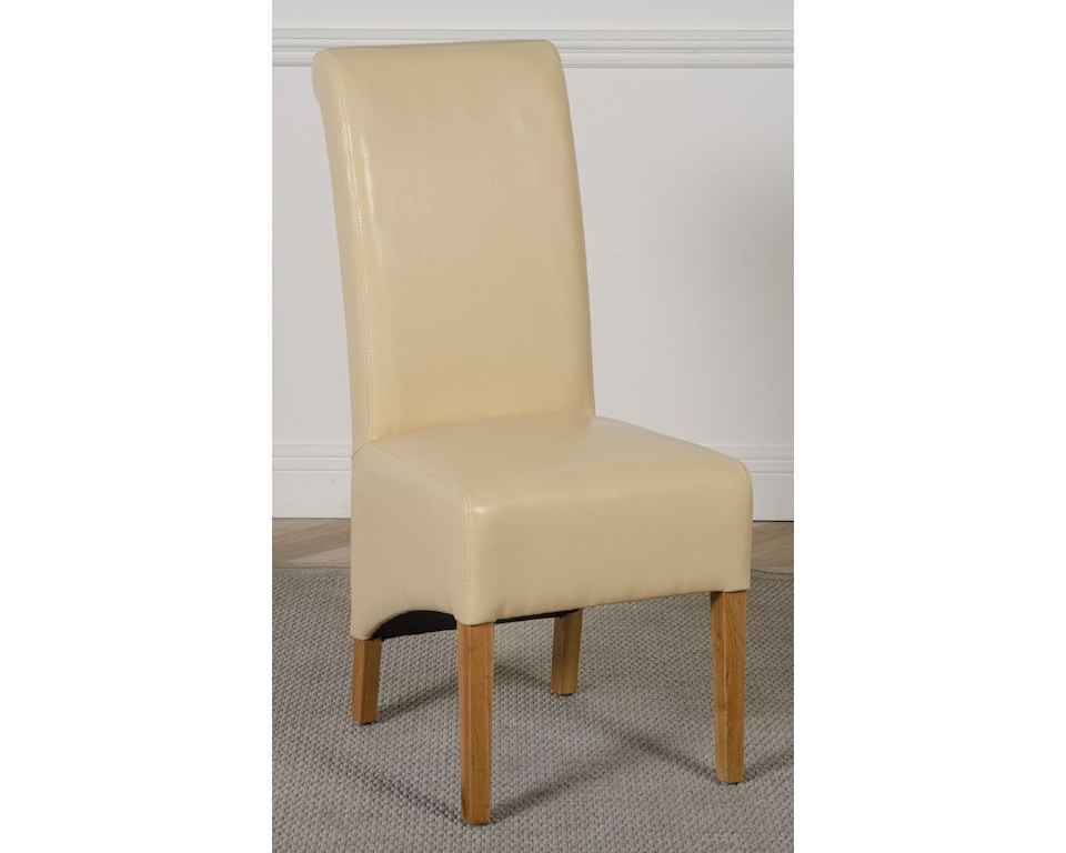 image 1 of Dakota 152 x 87cm Medium Oak Dining Table and 4 Montana Leather Chairs | Cream | Cream