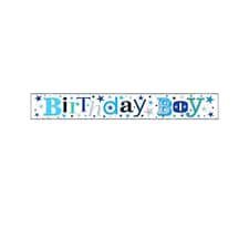 Simon Elvin Boys Birthday Foil Banner (6 Pack) - Blue and White - 2.5m