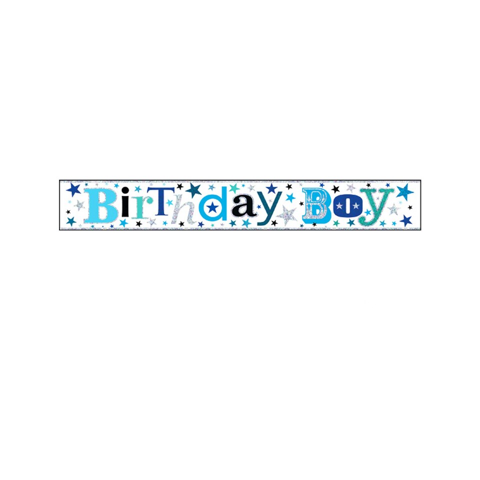 Simon Elvin Boys Birthday Foil Banner (6 Pack) - Blue and White - 2.5m