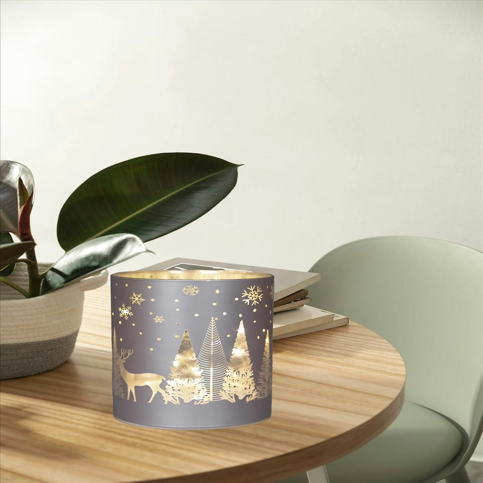 image 1 of 17cm Christmas Decorated Vase Led Silver Glass Vase / Forest