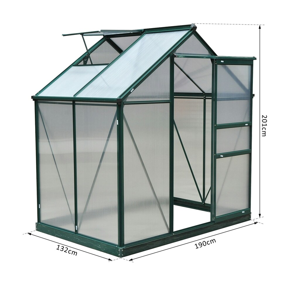 image 1 of Outsunny 6x4ft Walk-In Polycarbonate Greenhouse Plant Grow Galvanized
