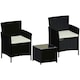 image 1 of Garden Vida Bali 2 Seater Rattan Set Chair Coffee Table Outdoor Garden Furniture, Black