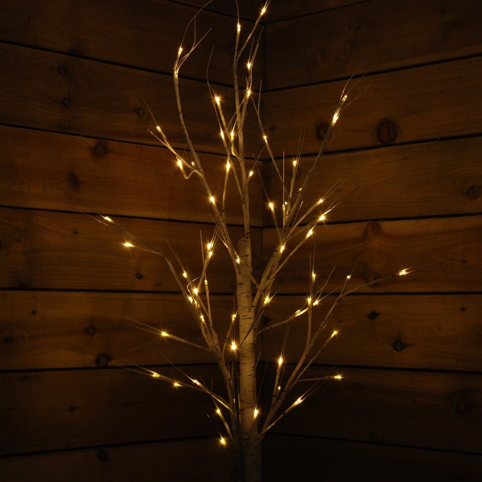 image 1 of 2.4m (8ft) Indoor Outdoor Christmas Lit Birch Tree with 136 Warm White LEDs