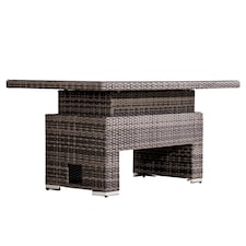 Direct Wicker Outdoor Garden Rattan Rising Table with 5mm Clear Tempered Glass Top, Aluminium Frame for Patio, Balcony | Brown