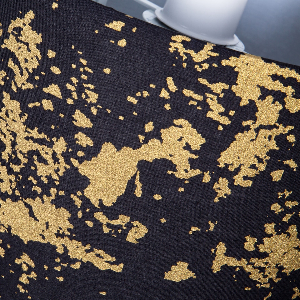 image 1 of Modern Black Cotton Fabric Lamp Shade with Gold Foil Decor for Table or Ceiling | Black