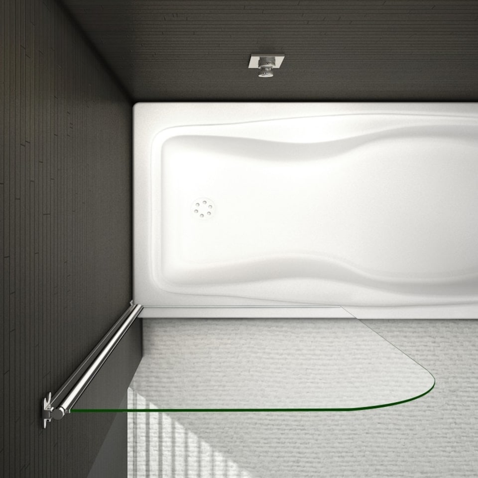 image 1 of 800x1400mm 180 Pivot Shower Bath Screen Tempered Glass Door Panel Chrome
