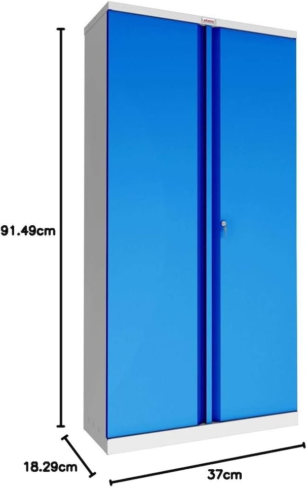 image 1 of Phoenix SCL Series SCL1891GBK 2 Door 4 Shelf Steel Storage Cupboard Grey Body & Blue Doors with Key Lock