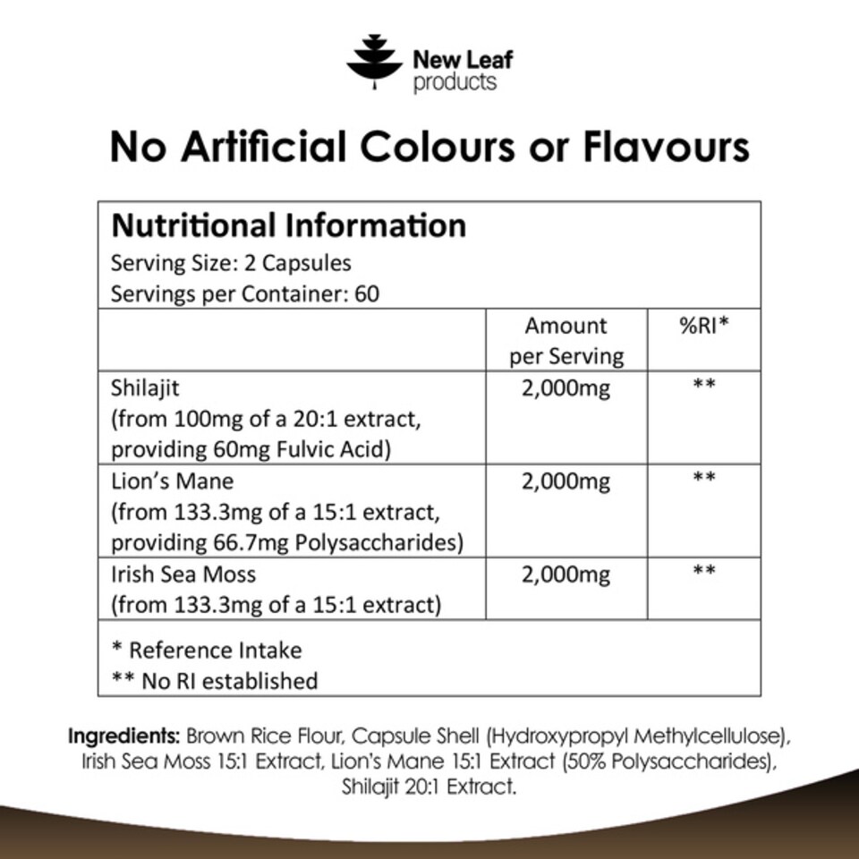 image 1 of Shilajit, Sea Moss & Lions Mane Capsules 6000mg p/s